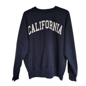 Navy California Fleece crewneck sweatshirt Womens Size S Blue Long Sleeve